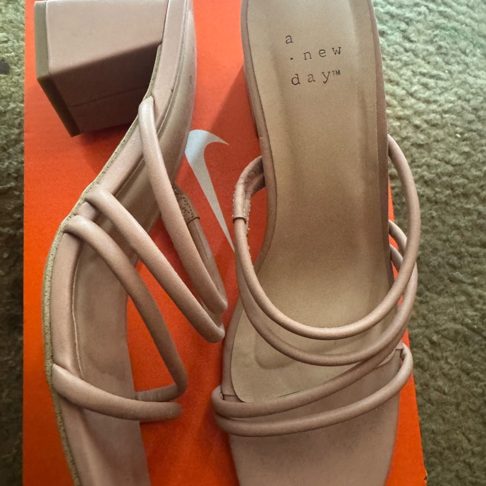 A New Day Blush Strappy Block Heels
